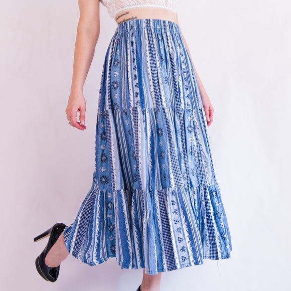 Vintage Americana Tiered Midi Skirt Small - Picture 3 of 7